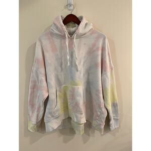 Aerie Women's Tie-Dye Hoodie XL Pastel Oversized Soft Cotton Blend Pullover